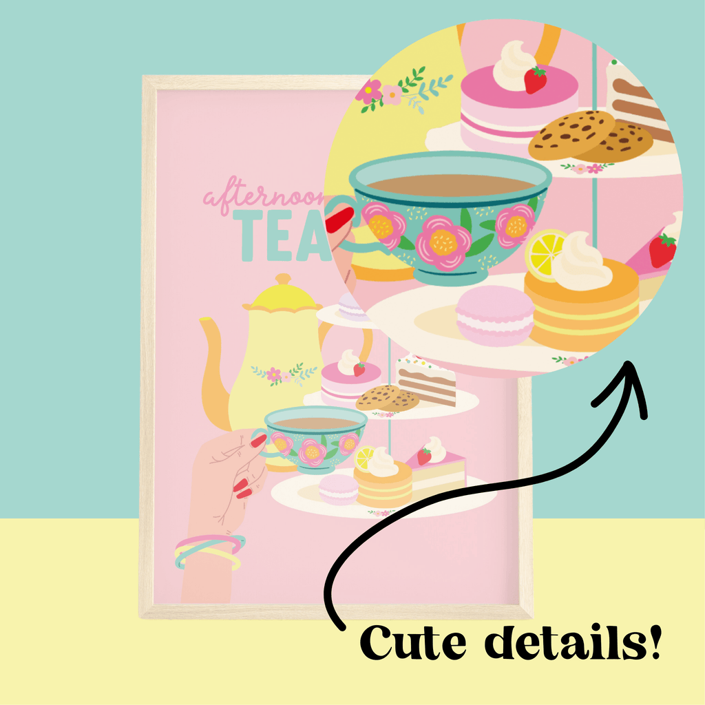 Afternoon Tea & Cakes Print - Colour Your Life Club
