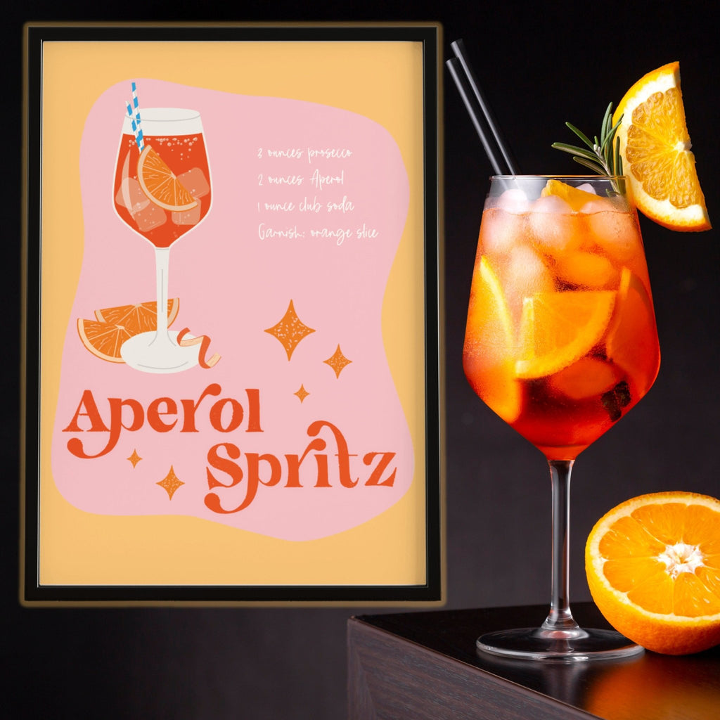 Aperol Spritz Cocktail Print | UNFRAMED A5 A4 A3 - Colour Your Life Club