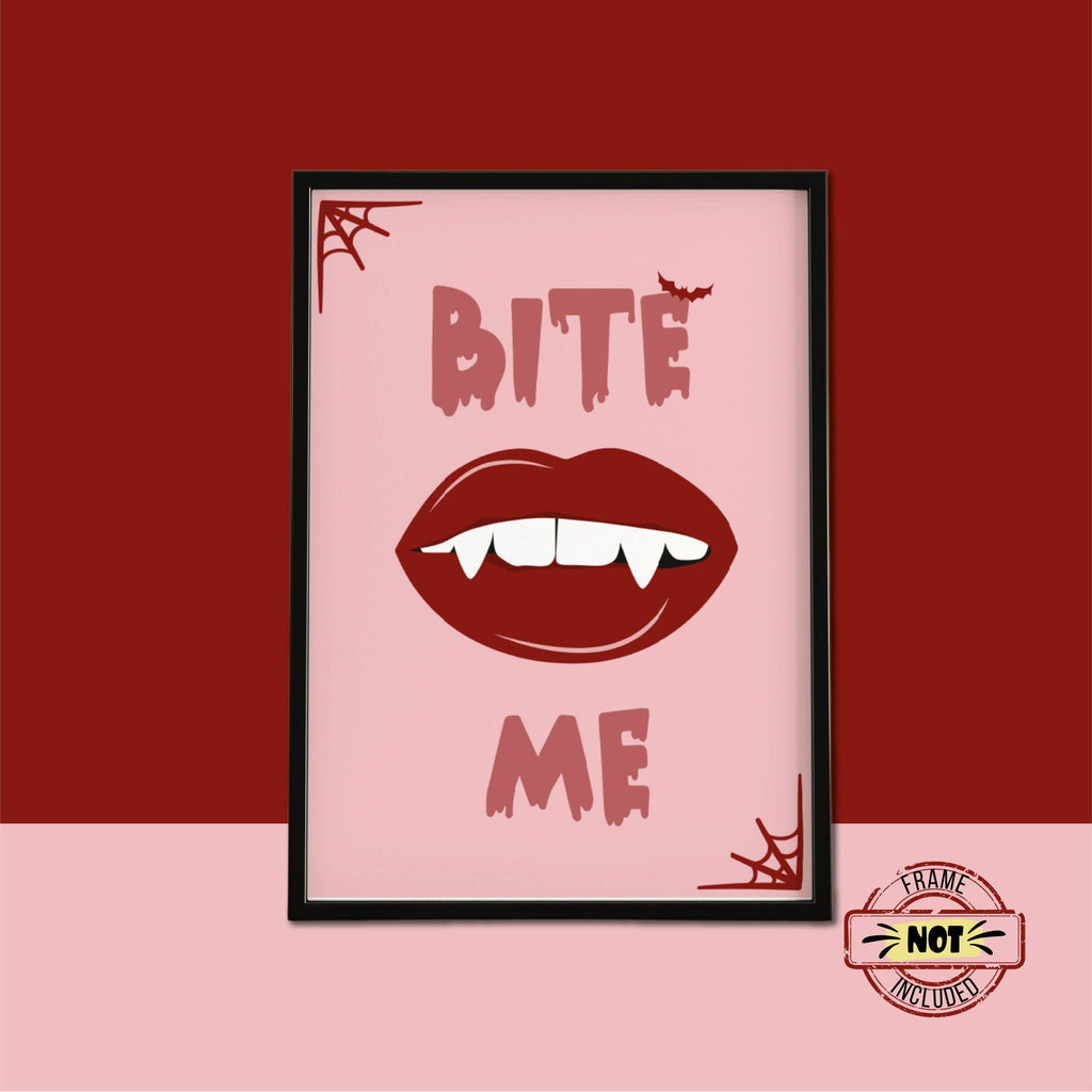 Bite Me Vampire Teeth Halloween Print | UNFRAMED A5 A4 A3 - Colour Your Life Club