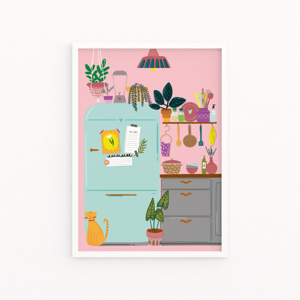 Boho Fridge Kitchen Print | With or Without Ginger Cat - Colour Your Life Club
