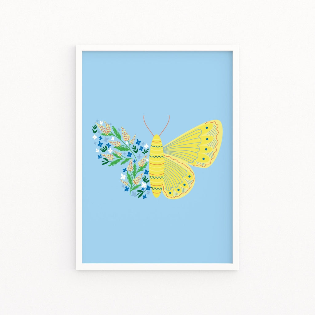 Butterfly Floral Yellow and Blue Spring Print - Colour Your Life Club