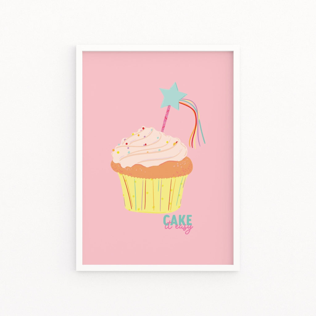 Cake it Easy Cupcake Pastel Pink Print - Colour Your Life Club