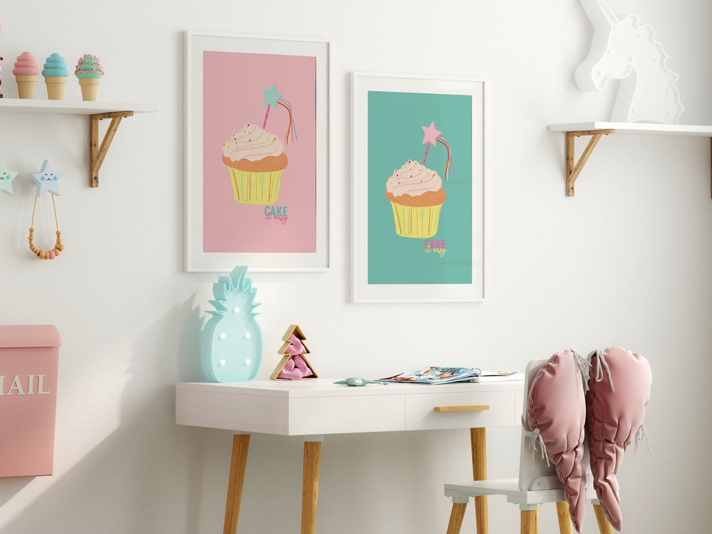 Cake it Easy Cupcake Pastel Pink Print - Colour Your Life Club