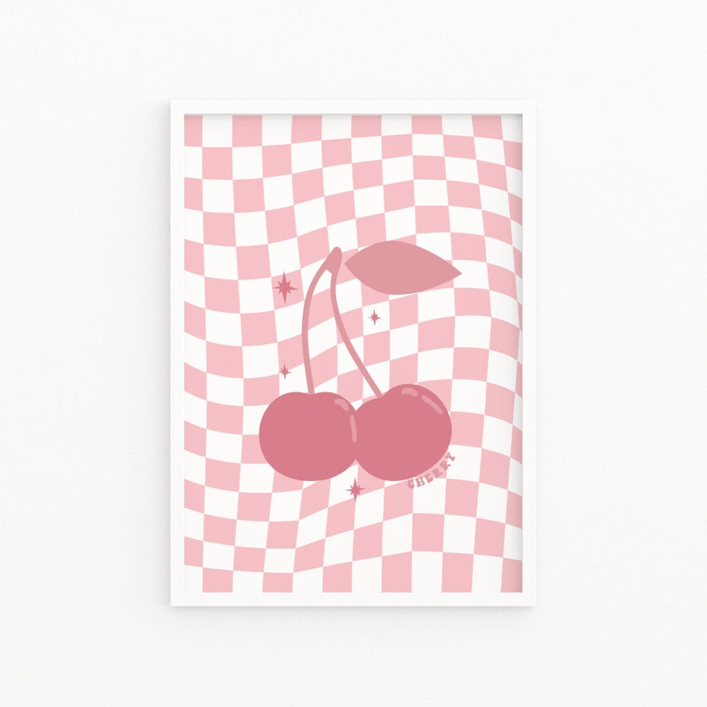Cherry Y2K Swirly Checkerboard Print - Colour Your Life Club