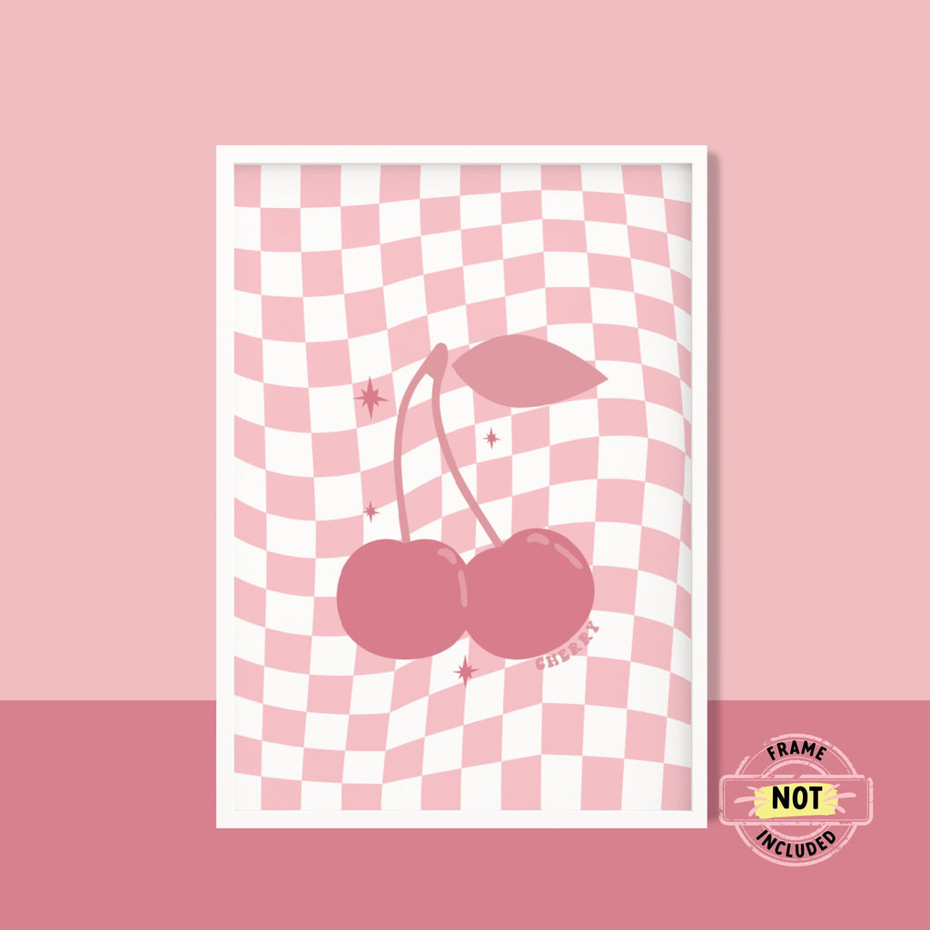 Cherry Y2K Swirly Checkerboard Print - Colour Your Life Club