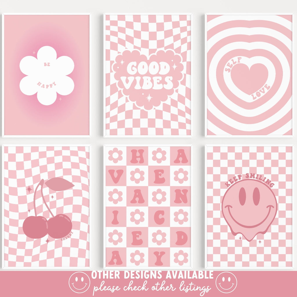 Cherry Y2K Swirly Checkerboard Print - Colour Your Life Club