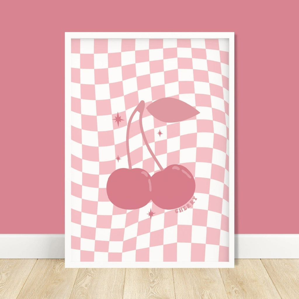 Cherry Y2K Swirly Checkerboard pastel pink Print from Colour Your Life Club