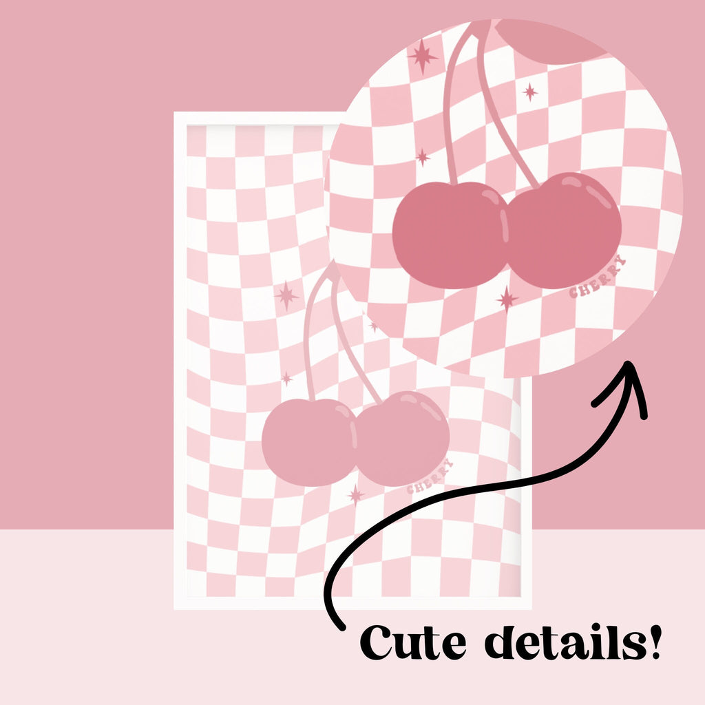 Cherry Y2K Swirly Checkerboard Print - Colour Your Life Club