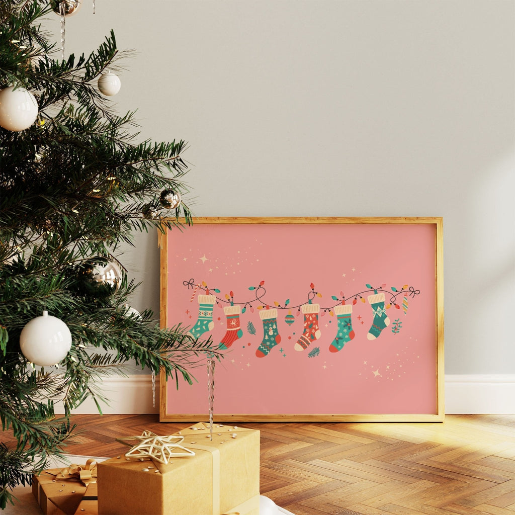 Christmas Socks & Fairylights Print - Colour Your Life Club