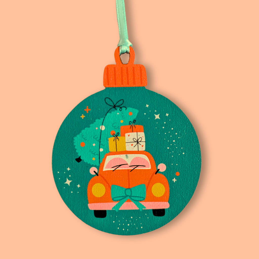 Christmas Tree Car Hanging Wooden Bauble Decoration - Colour Your Life Club