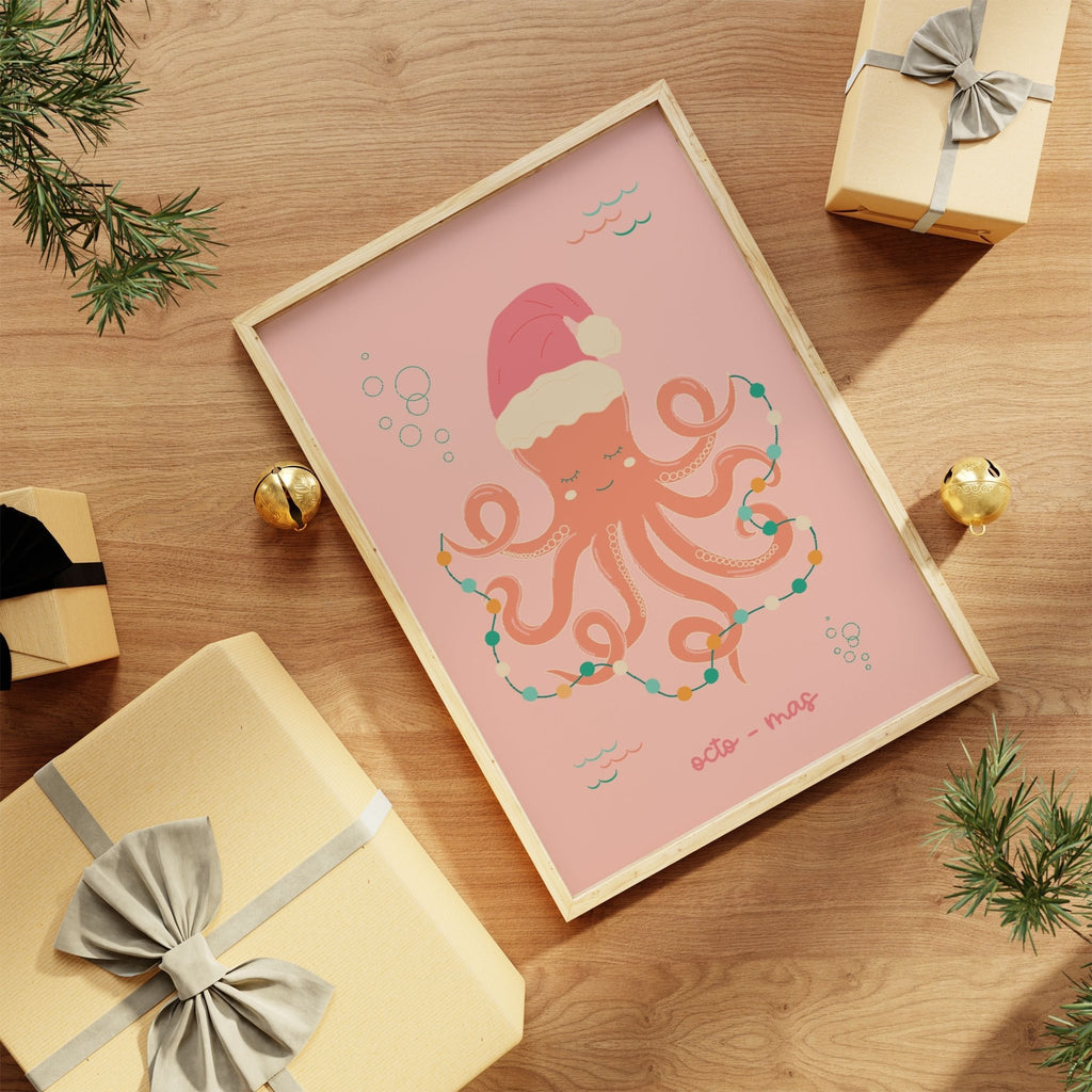 Coastal Christmas Octopus Print - Colour Your Life Club