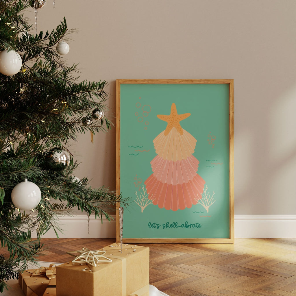 Coastal Shell Christmas Tree Print - Colour Your Life Club