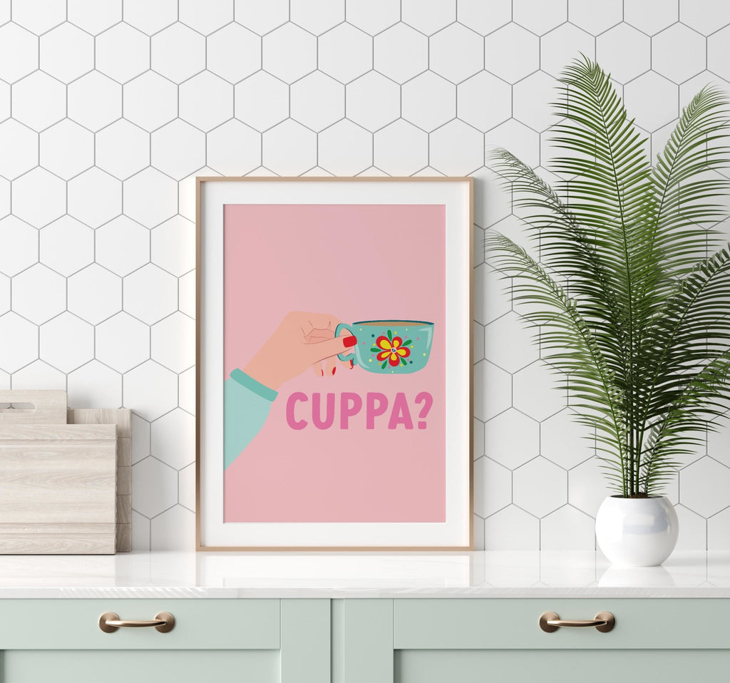 Cuppa Tea Pink Print - Colour Your Life Club
