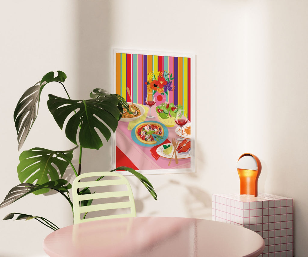 Dinner Table Food Print - Colour Your Life Club