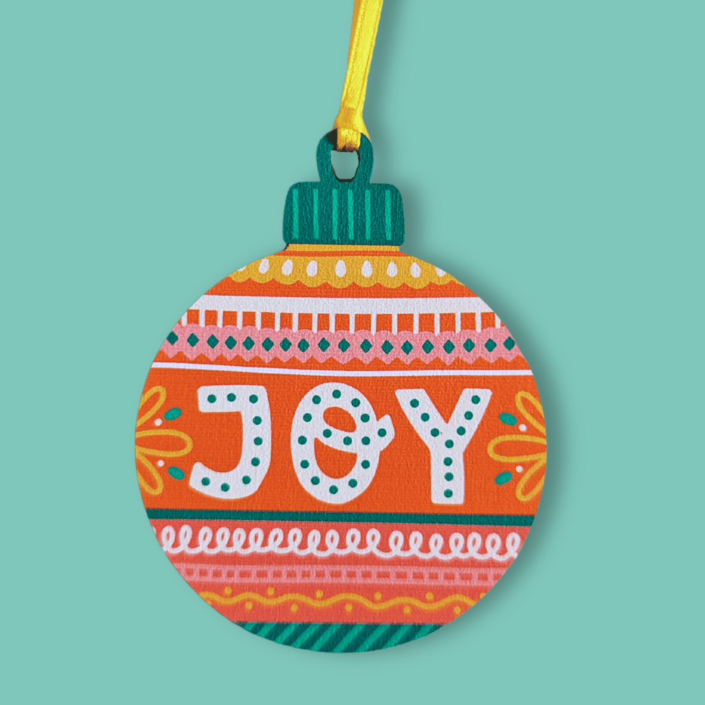 Festive Joy Hanging Wooden Bauble Decoration - Colour Your Life Club