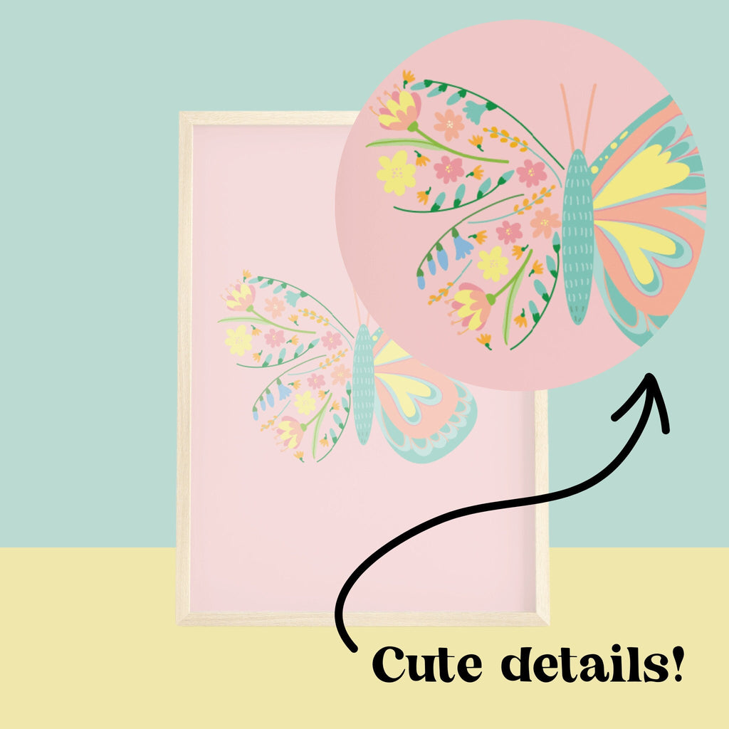 Floral Butterfly Pastel Spring Print - Colour Your Life Club