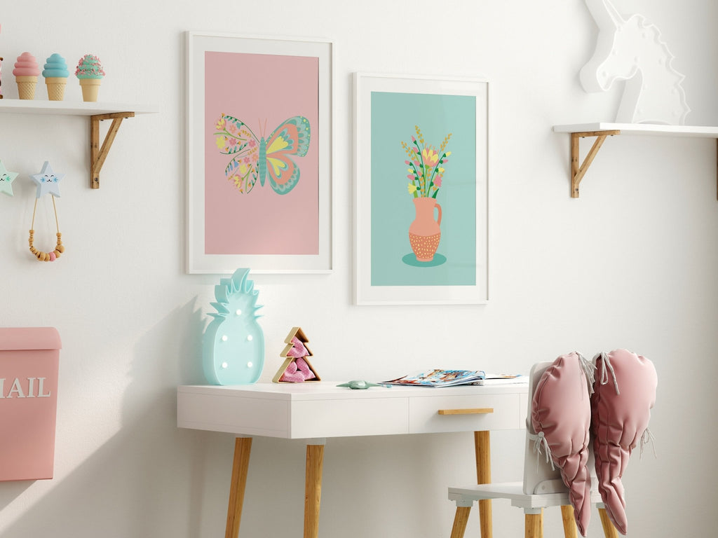 Floral Butterfly Pastel Spring Print - Colour Your Life Club