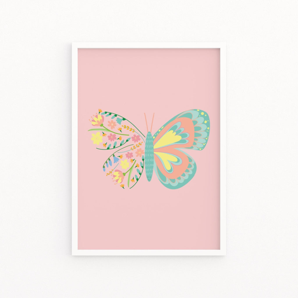 Floral Butterfly Pastel Spring Print - Colour Your Life Club