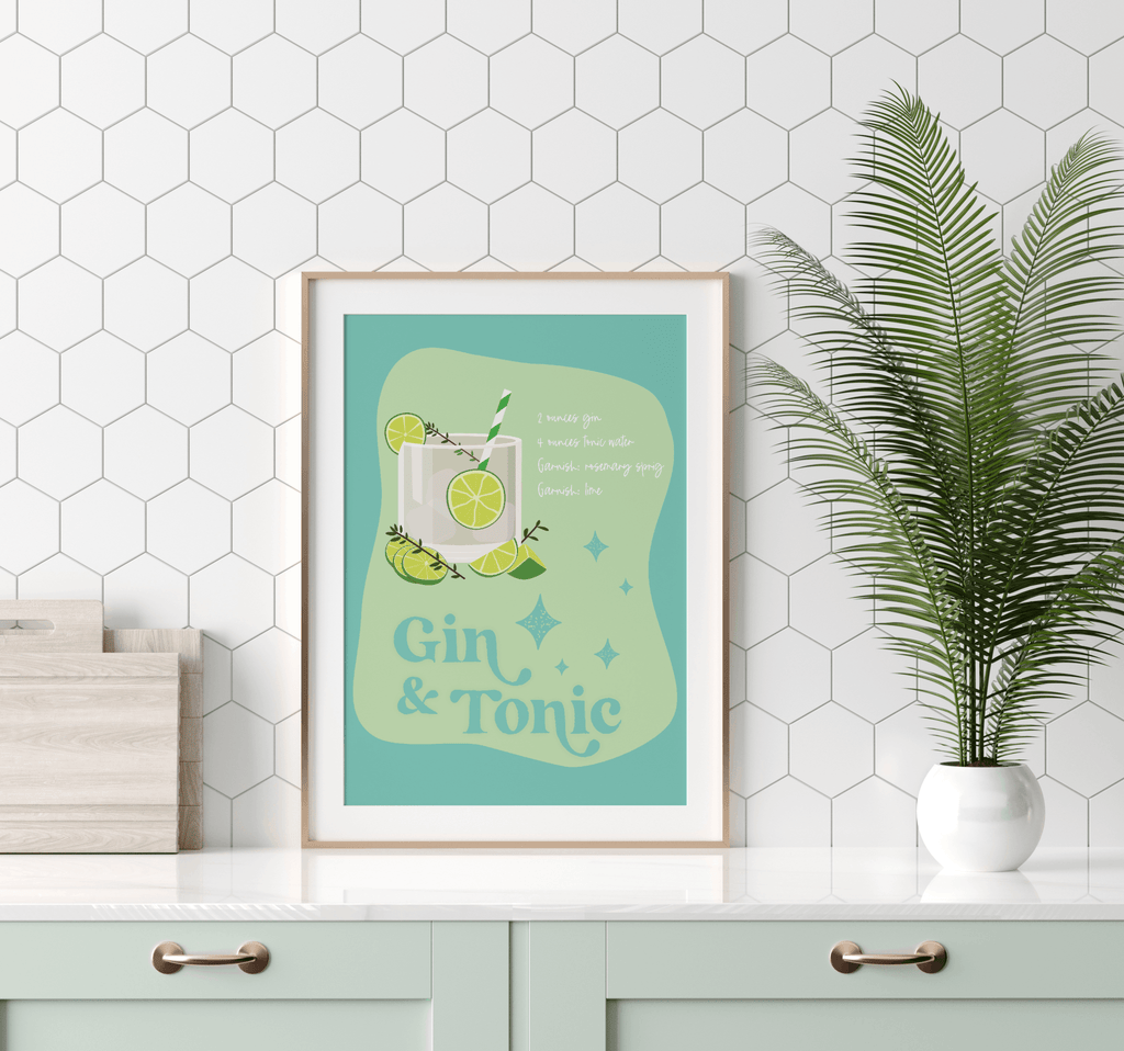 Gin & Tonic Cocktail Print - Colour Your Life Club