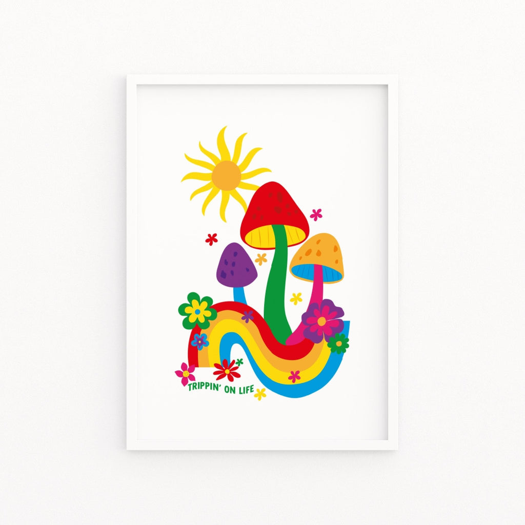 Groovy Mushroom Rainbow Print - Colour Your Life Club