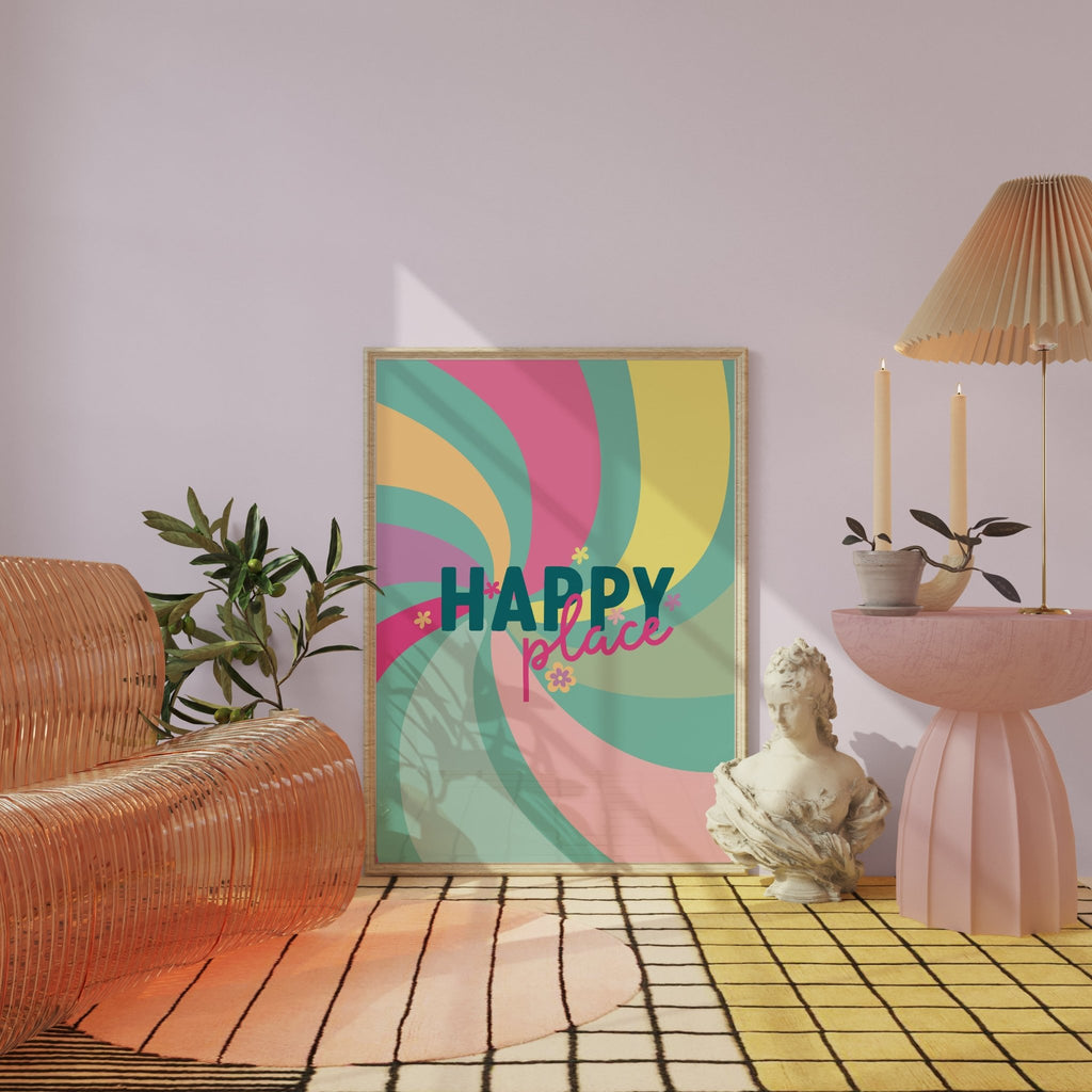 Happy Place Pastel Blue Print - Colour Your Life Club