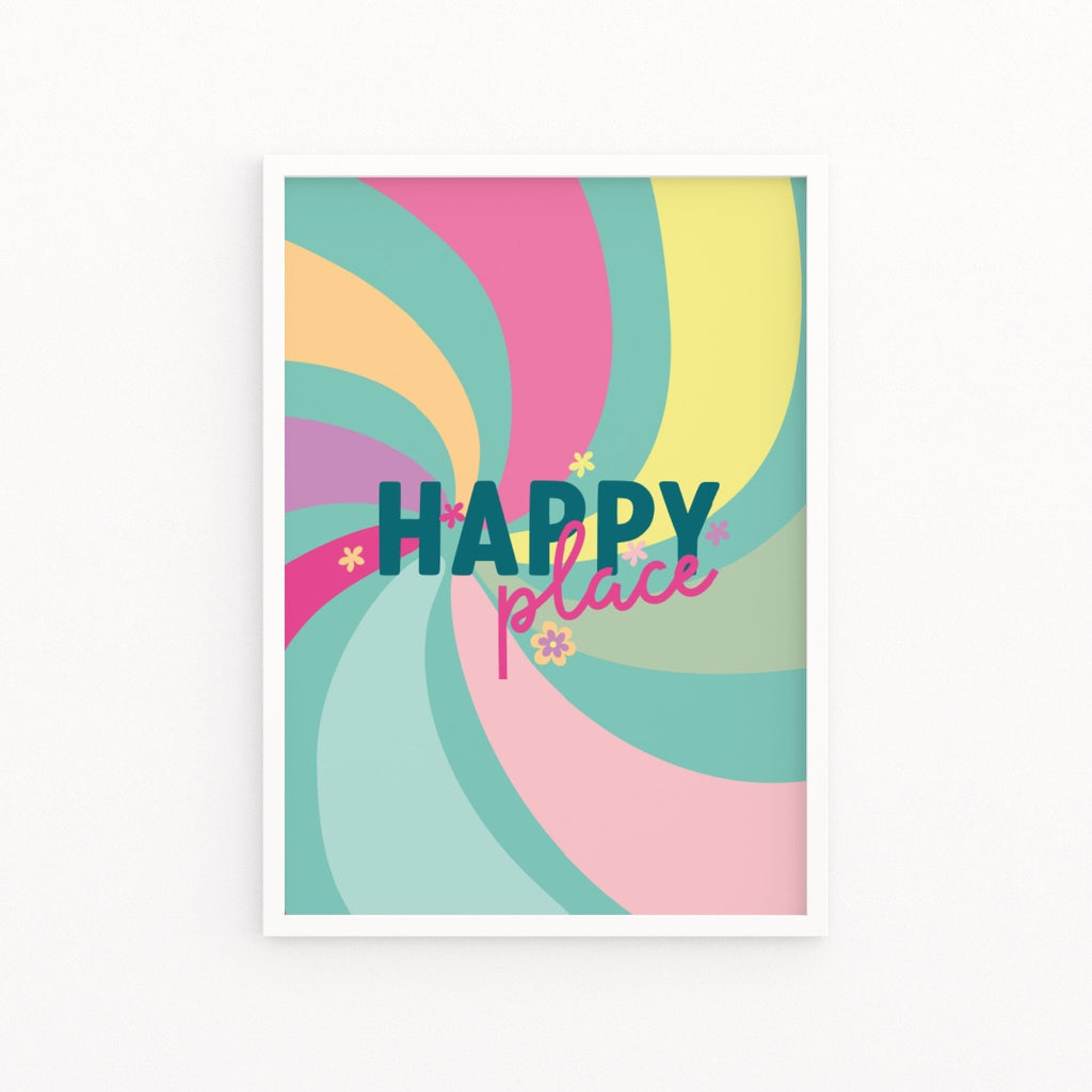 Happy Place Pastel Blue Print - Colour Your Life Club