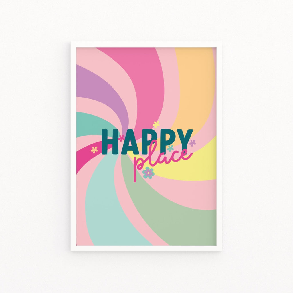 Happy Place Pastel Pink Print - Colour Your Life Club