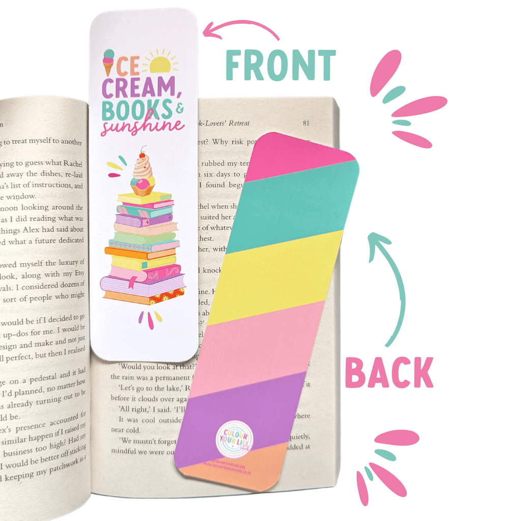 Ice Cream, Books & Sunshine Bookmark - Colour Your Life Club