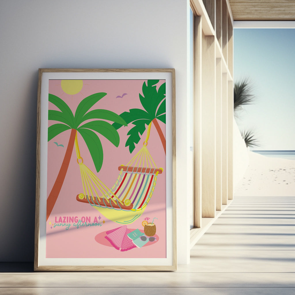 Lazing on a Sunny Afternoon Hammock Summer Print - Colour Your Life Club