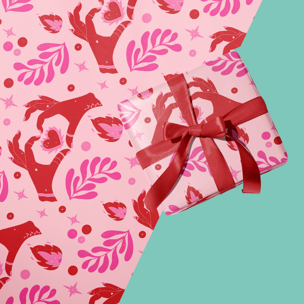 Love Heart Hand Gesture Wrapping Paper - Colour Your Life Club