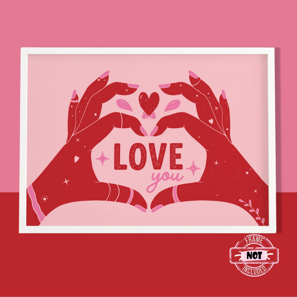 Love You Heart Hands Horizontal Print - Colour Your Life Club