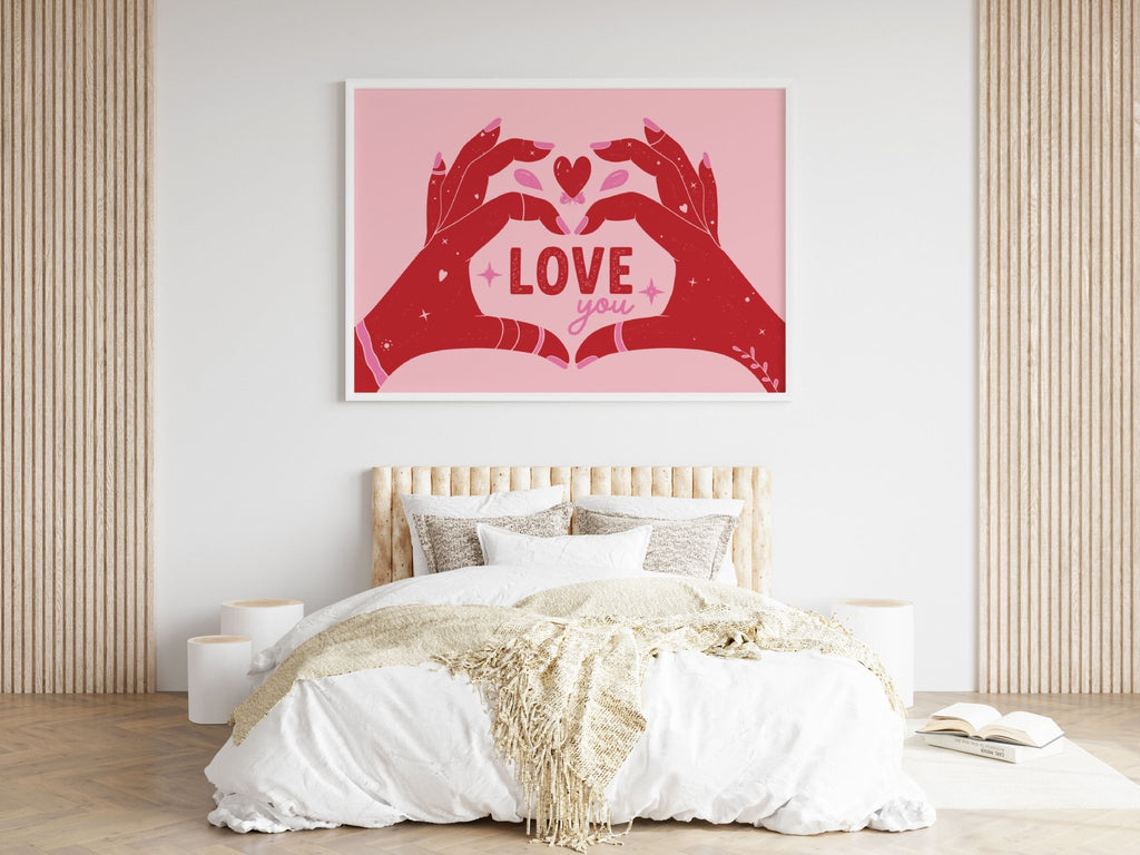 Love You Heart Hands Horizontal Print - Colour Your Life Club