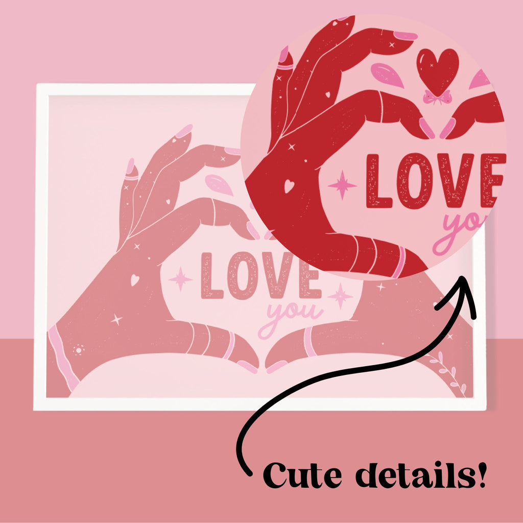 Love You Heart Hands Horizontal Print - Colour Your Life Club