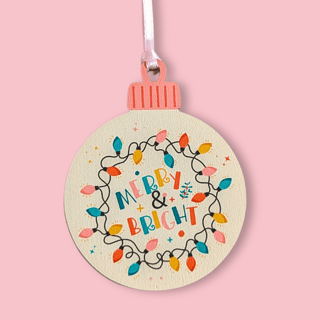 Merry & Bright Hanging Wooden Bauble Decoration - Colour Your Life Club