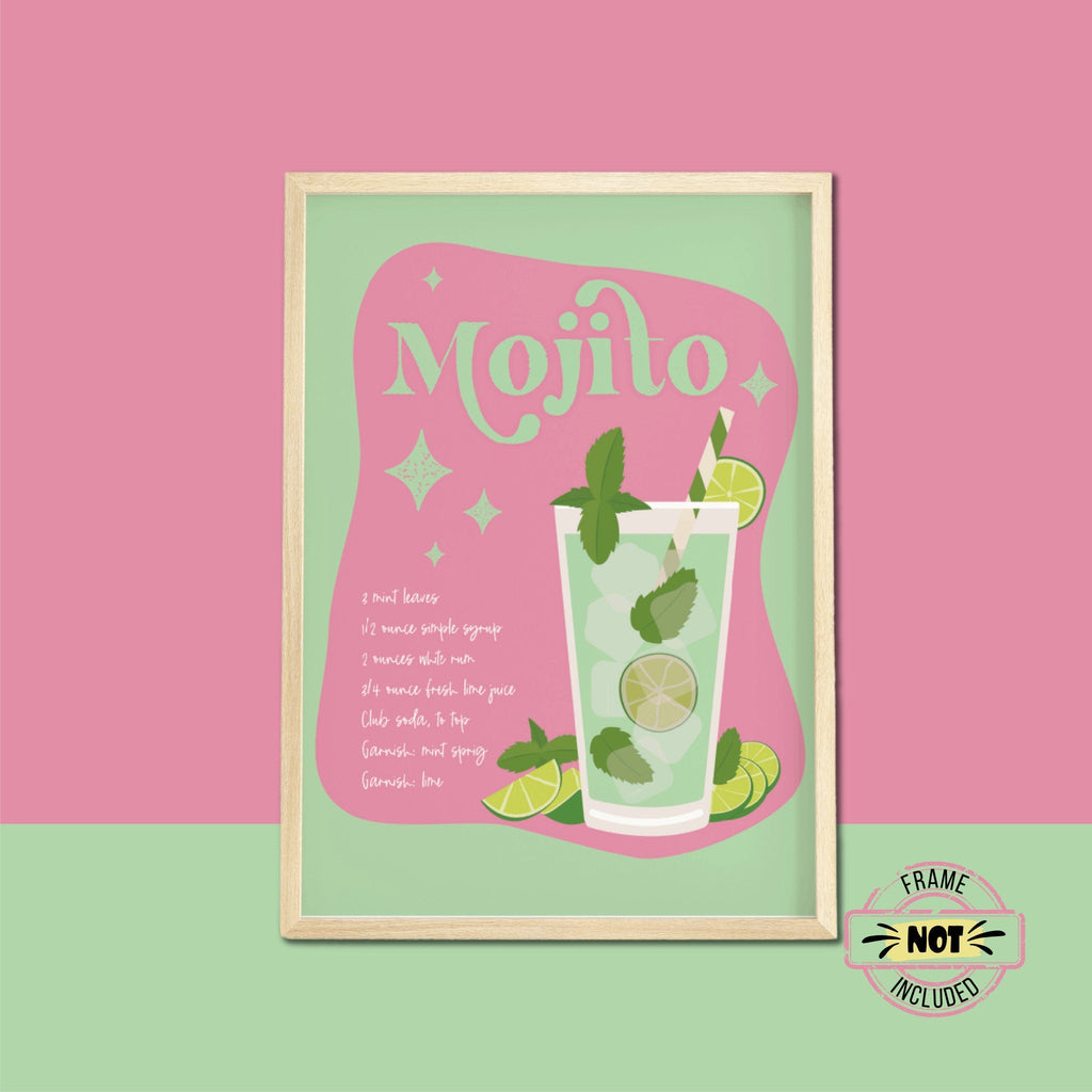 Mojito Cocktail Print | UNFRAMED A5 A4 A3 - Colour Your Life Club