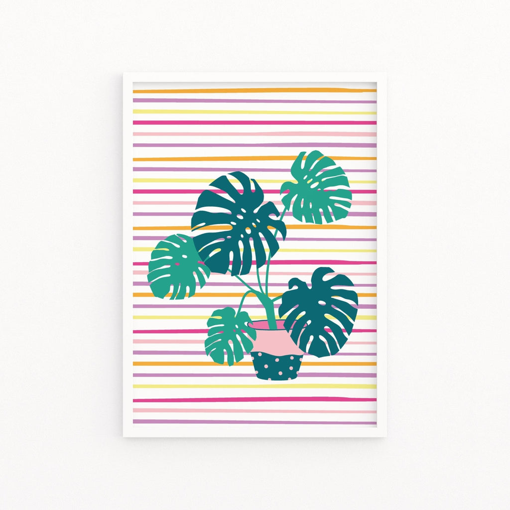 Monstera Striped Plant Print - Colour Your Life Club