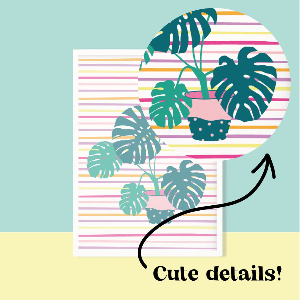 Monstera Striped Plant Print - Colour Your Life Club