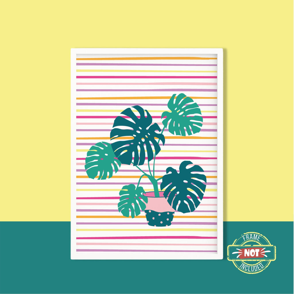 Monstera Striped Plant Print - Colour Your Life Club