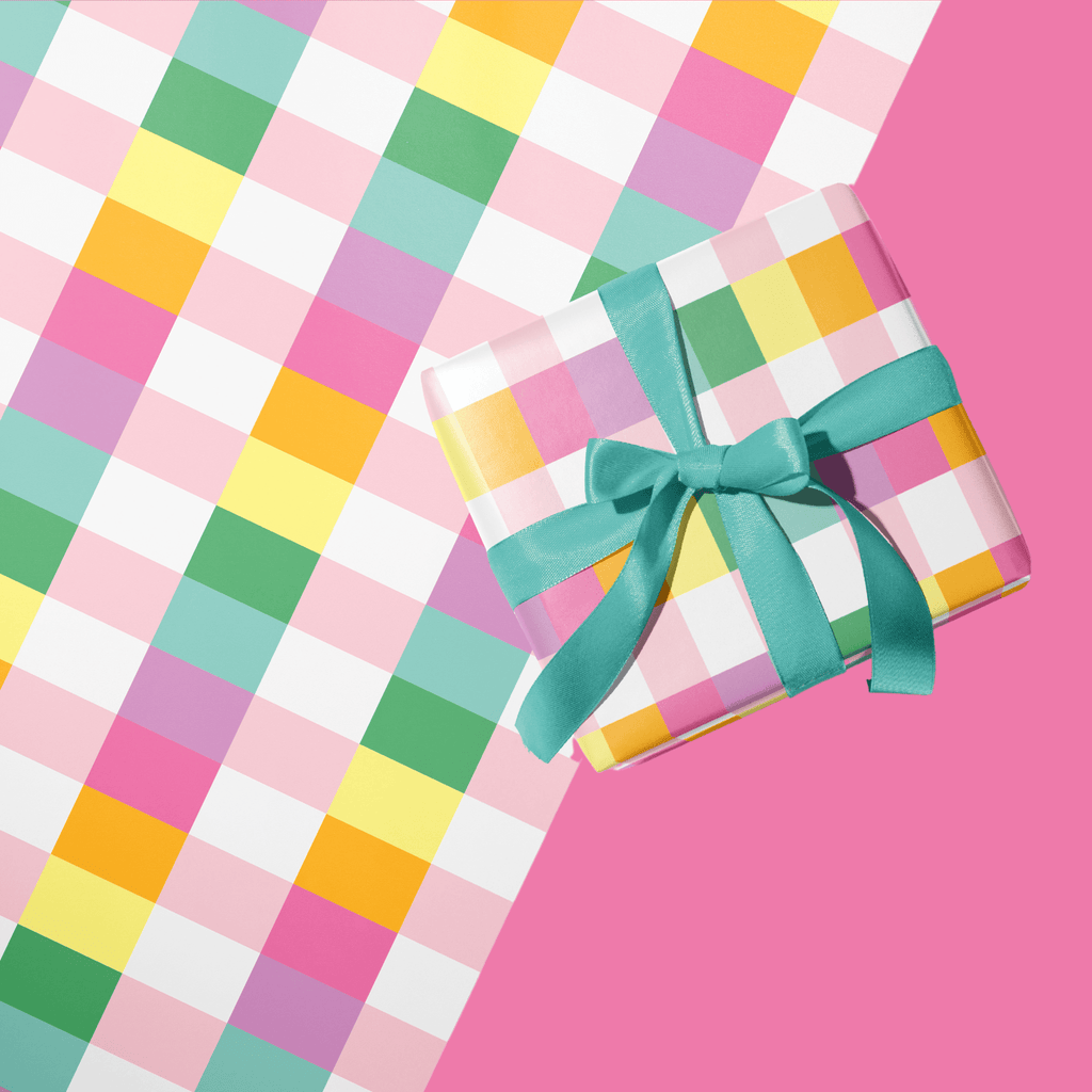 Pastel Gingham Wrapping Paper - Colour Your Life Club