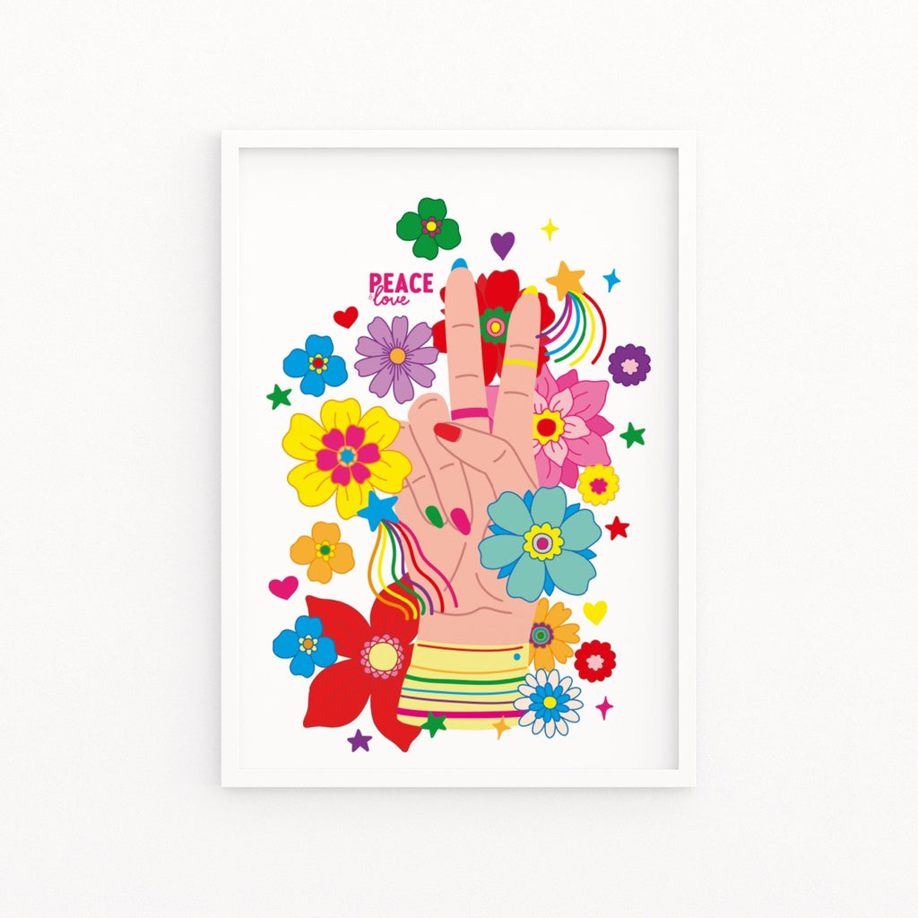 Peace & Love Floral Rainbow Print - Colour Your Life Club