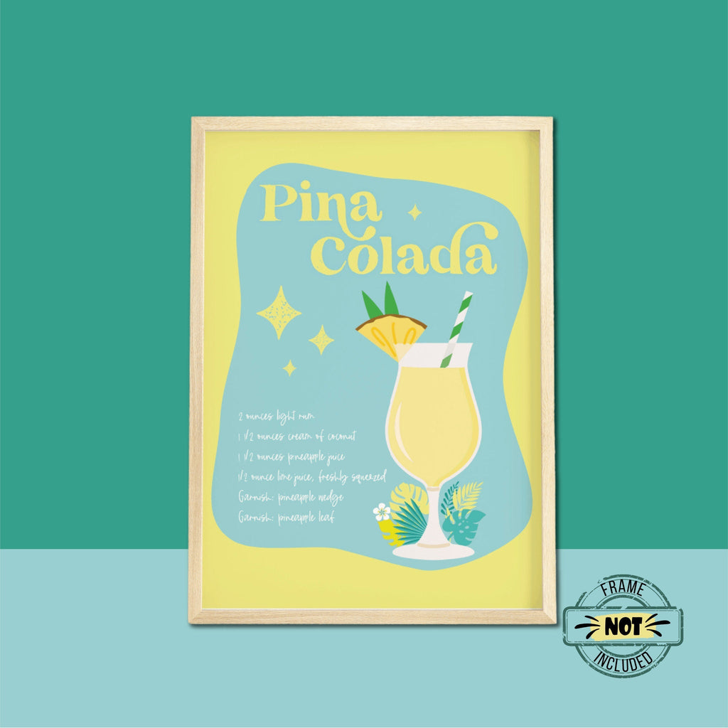 Pina Colada Cocktail Print | UNFRAMED A5 A4 A3 - Colour Your Life Club