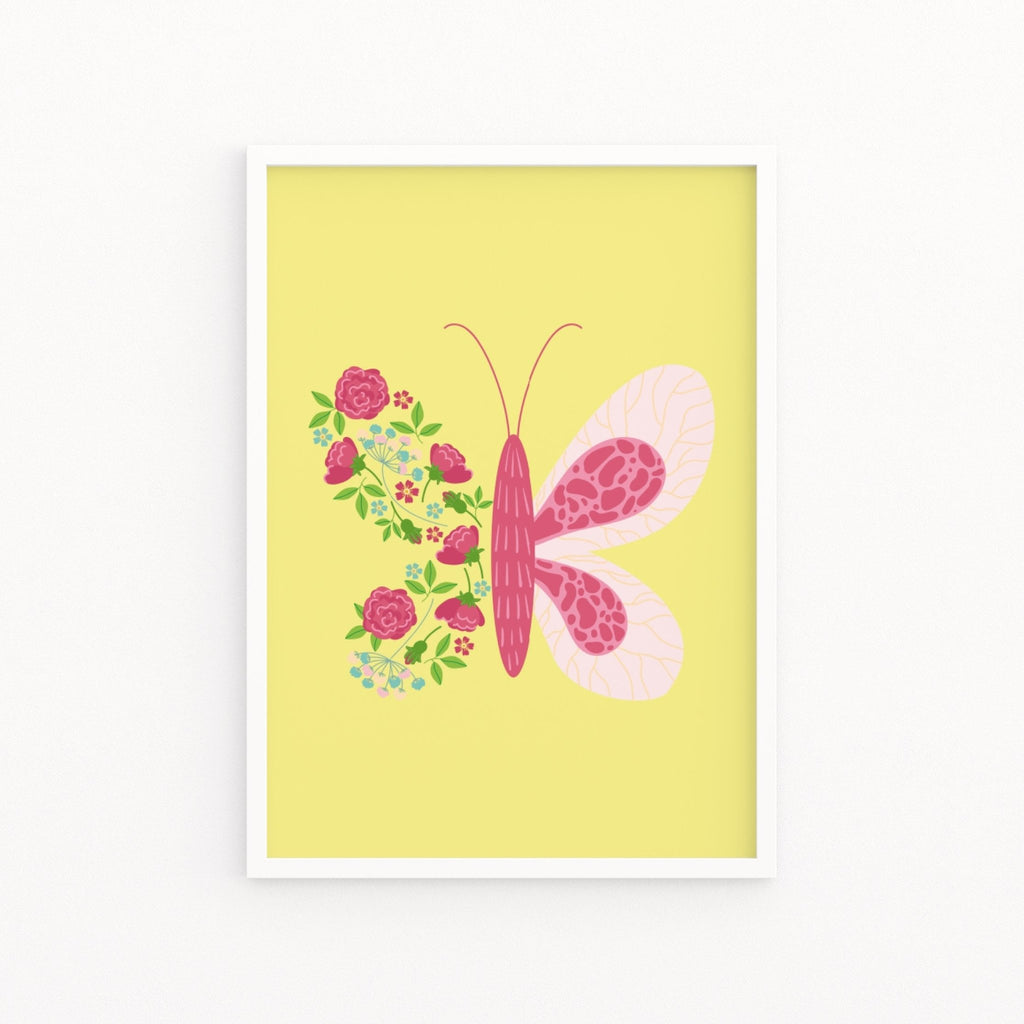 Pink Floral Butterfly Rose Wing Print - Colour Your Life Club