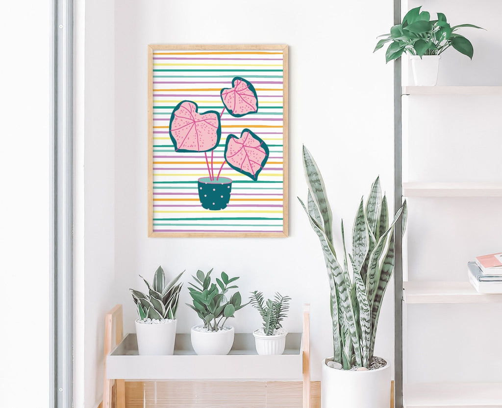 Pink Polka Dot Plant Print - Colour Your Life Club