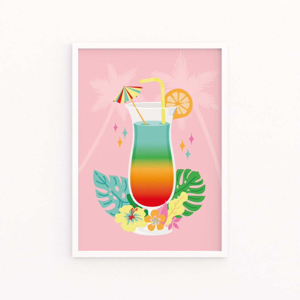 Rainbow Paradise Tropical Cocktail Print - Colour Your Life Club
