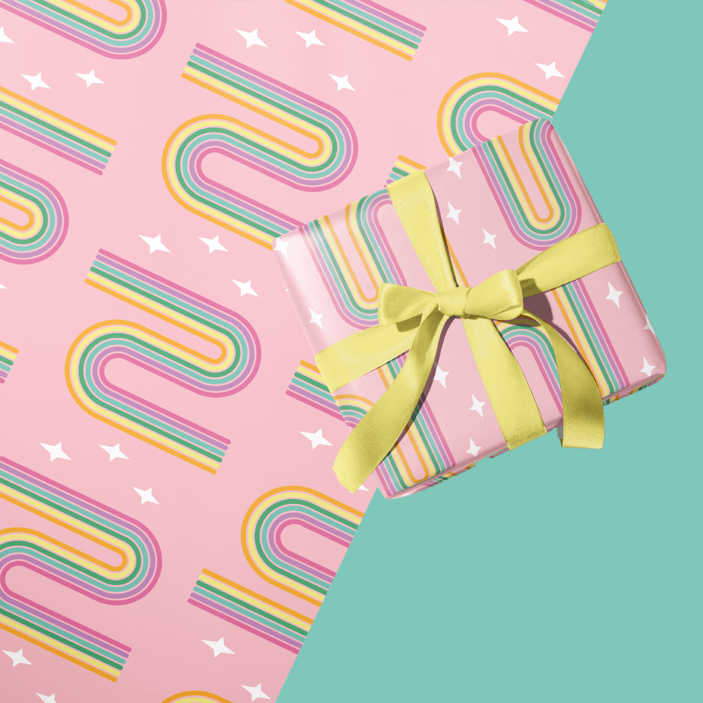 Rainbow Stars Pastel Wrapping Paper - Colour Your Life Club