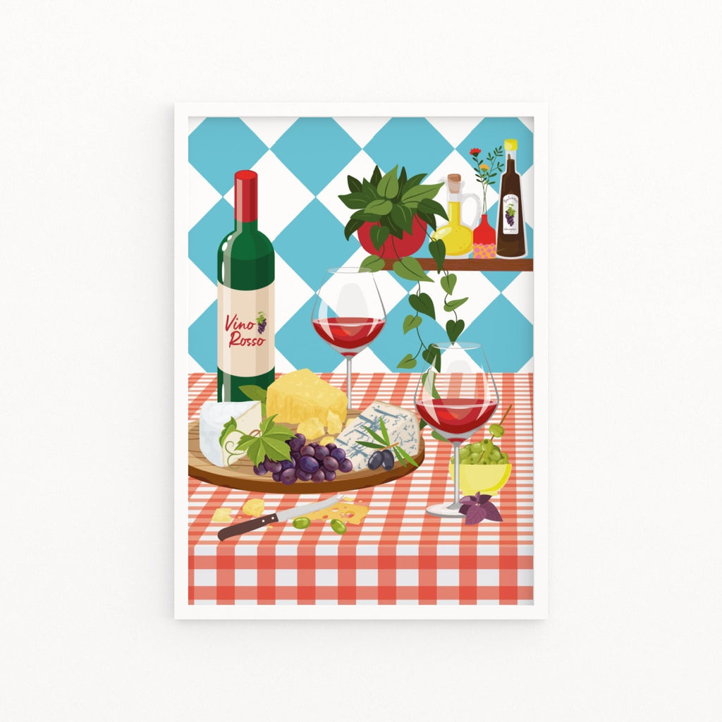 Red Wine & Cheese Print - Colour Your Life Club