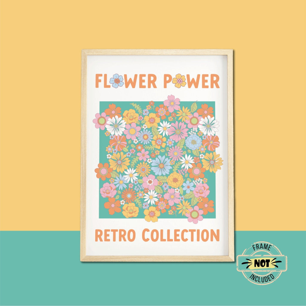 Retro Flower Power Botanical Print | UNFRAMED A5 A4 A3 - Colour Your Life Club