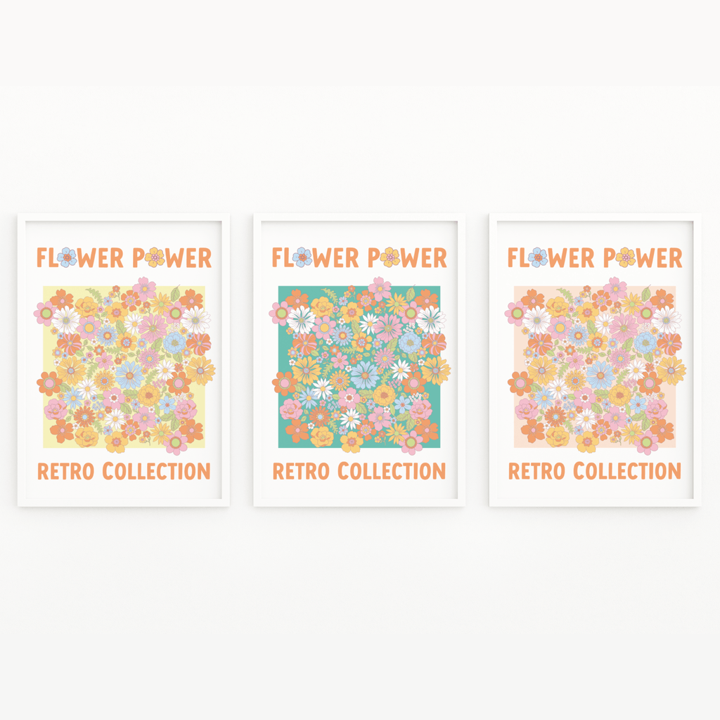 Retro Flower Power Botanical Print - Colour Your Life Club