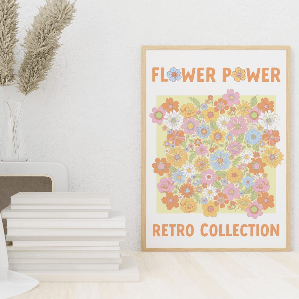 Retro Flower Power Botanical Print - Colour Your Life Club