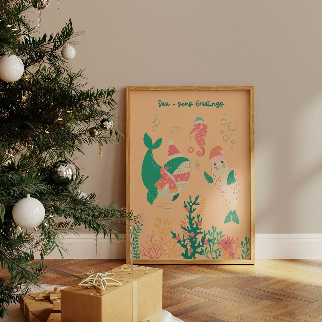 Seasons Greetings Coastal Christmas Print - Colour Your Life Club